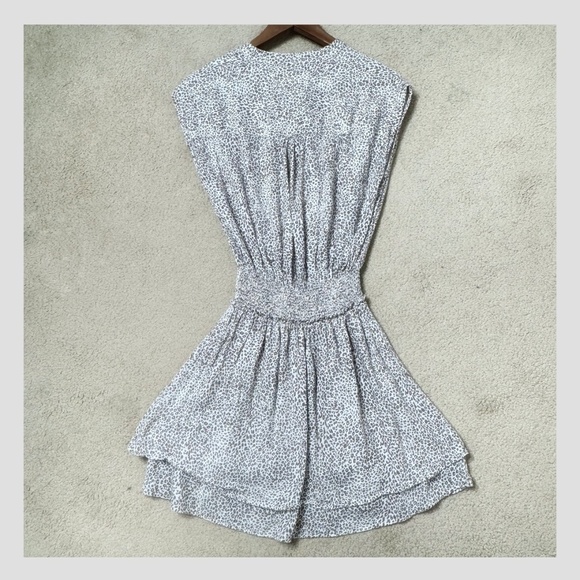 Rails Angelina Dress Sand Cheetah Shirred Waist Mini Dress Cap Sleeve Size XS - Picture 4 of 15